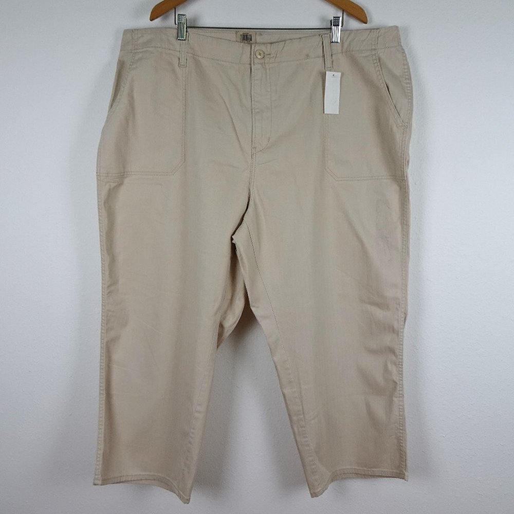 Levi's Straight Leg Pants Women's Plus Size 24W Beige Stretch Denim